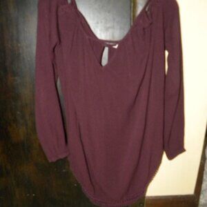 Women Size Medium – Wine-Colored Cold Shoulder Top/Blouse by Aeropostale